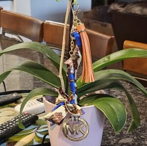 Michael Kors MK Signature Bag Charm with Twilly and Charms Added